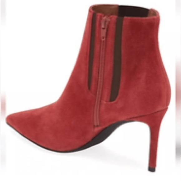 Jeffrey Campbell Nixie Pointed Toe Red Suede Stiletto Heel Bootie Size 6.5 - Picture 3 of 7